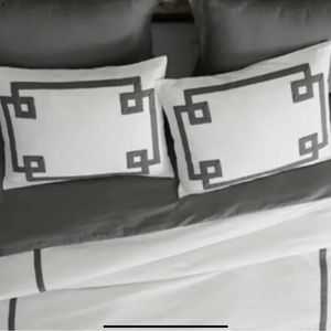 Villa by Noble Excellence Greek Key King Pillow Shams 
White & Pebble Gray New